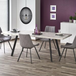 "DALLAS"Vintage Industrial Modern Extendable Marble Effect Dining Table & Chairs