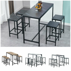 Bar Table and 4 Stools Set Dining Table and Chairs Set Kitchen Bar 3 Colors BN
