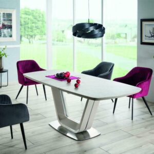 "ARMANI" Grey & Ceramic Marble Top Extending Dining Table 160-220 cm
