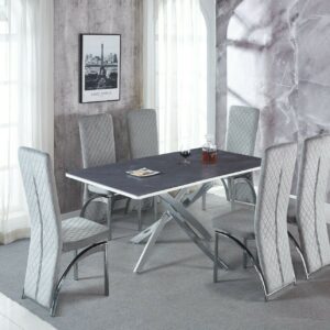 Italian Ceramic Marble Top 160 cm Dining Table & 6 Chairs in Grey
