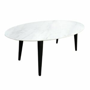 Lule Oval Marble Effect Coffee Table - Black & White